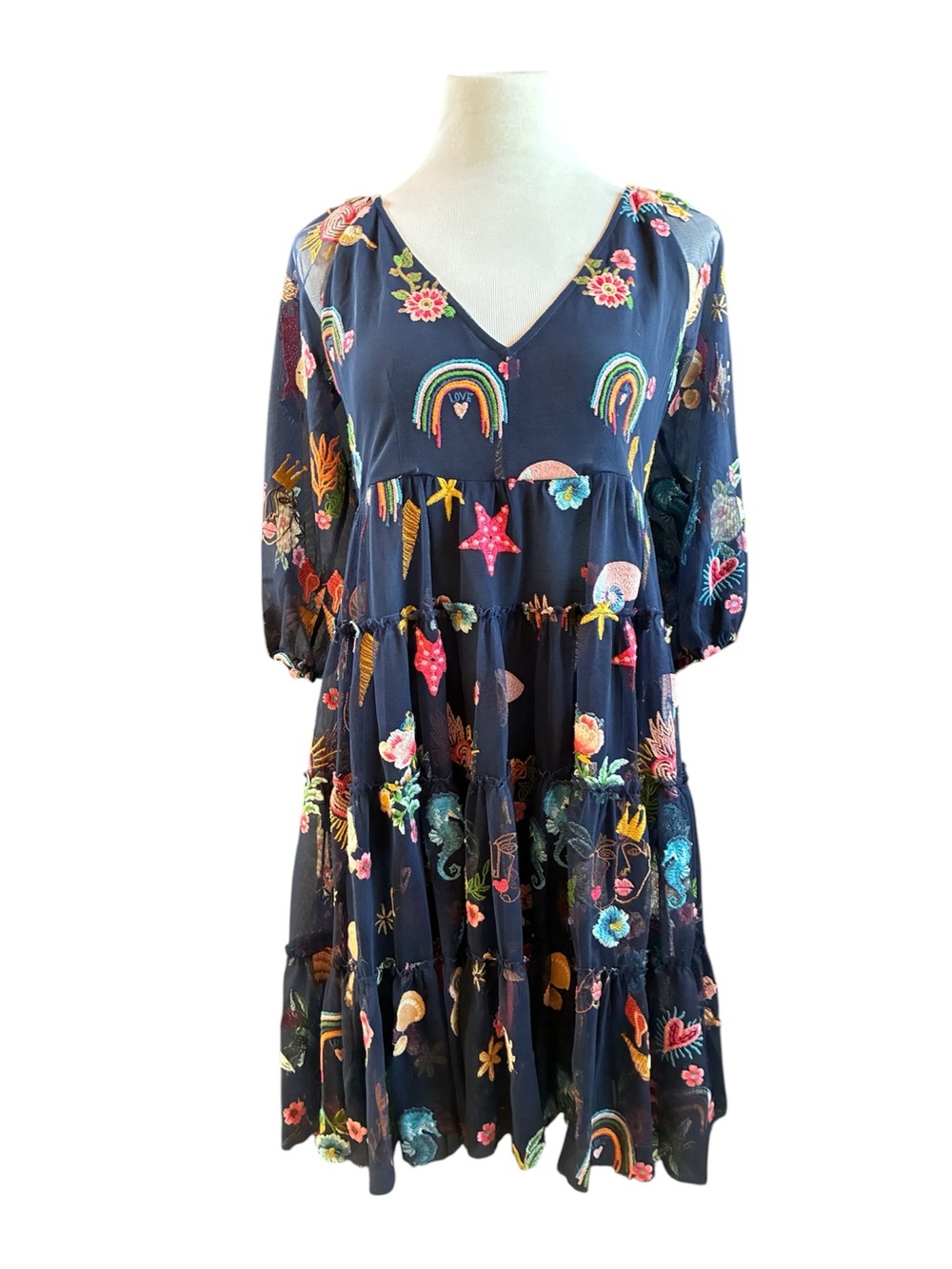 Johnny Was Stellamaris Mini dress with Multicolor Embroidery